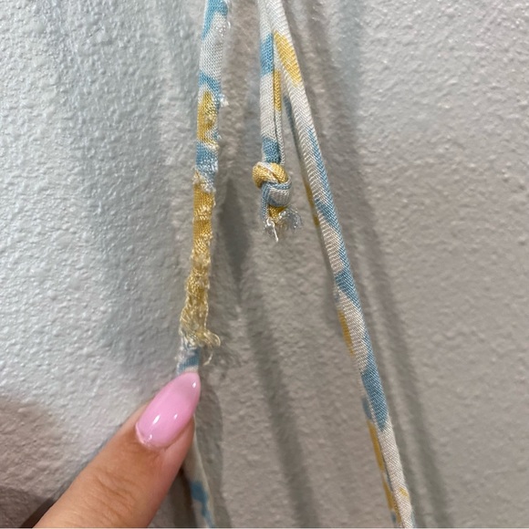 Cotton Candy LA Floral Summer Midi Dress Split Leg Blue Yellow Small - Picture 4 of 10